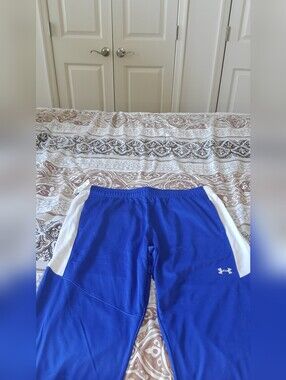 Under Armour Blue Athletic Track Pants with White Panels